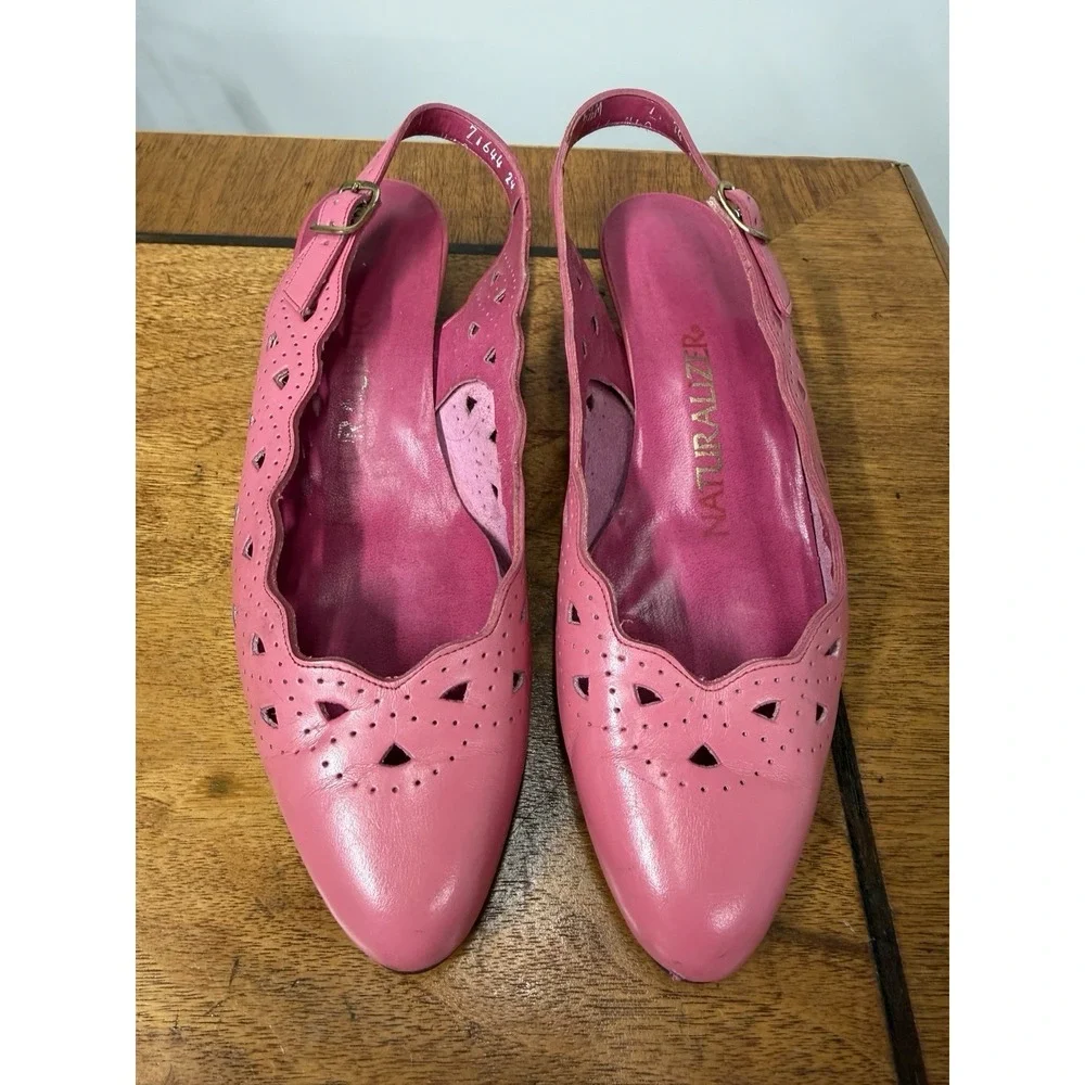 Vtg 80s Naturalizer Women's 5.5 Pink Low Wedge Heels Shoes Colorful Barbiecore